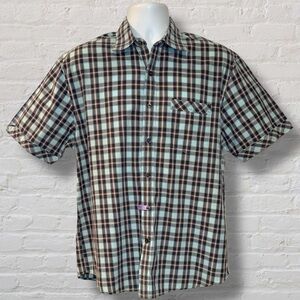J. Campbell Los Angeles Plaid Short Sleeve Button Up Shirt Men’s L Cotton